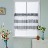 Max Window Striped Short Valance Rod Pocket Curtains Kitchen  Grey_ 137x76cm
