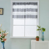 Max Window Striped Short Valance Rod Pocket Curtains Kitchen  Grey_ 137x76cm