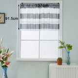 Max Window Striped Short Valance Rod Pocket Curtains Kitchen  Grey_ 137x91.5cm
