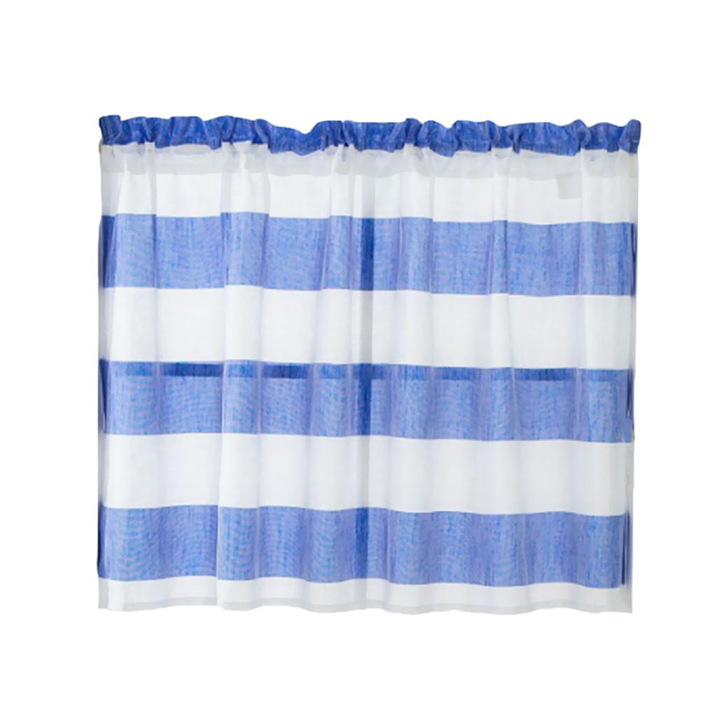 Max Window Striped Short Valance Rod Pocket Curtains Kitchen  Blue_ 74x60cm