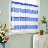 Max Window Striped Short Valance Rod Pocket Curtains Kitchen  Blue_ 74x60cm