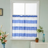 Max Window Striped Short Valance Rod Pocket Curtains Kitchen  Blue_ 137x91.5cm