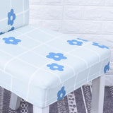 Max Stretch Short Removable Dining Chair Cover Slipcover Decor Blue Flower