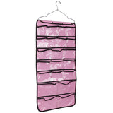 Max 42 Pockets Double-sided Hanging Closet Organizer for Underwear Storage Pink