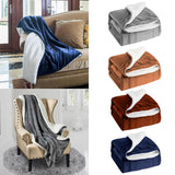 Sherpa Fleece Warm Blanket Reversible Sofa Couch Throw 130x160cm Dark Blue