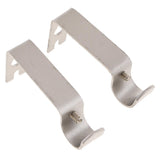 Max Set of 2Pcs Adjustable Metal Curtain Pole Rod Wall Bracket Hook Holder Silver