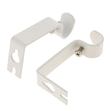 Max Set of 2Pcs Adjustable Metal Curtain Pole Rod Wall Bracket Hook Holder White