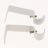 Max Set of 2Pcs Adjustable Metal Curtain Pole Rod Wall Bracket Hook Holder White