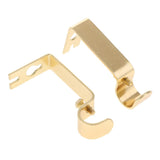 Max Set of 2Pcs Adjustable Metal Curtain Pole Rod Wall Bracket Hook Holder Golden