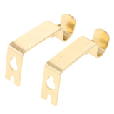 Max Set of 2Pcs Adjustable Metal Curtain Pole Rod Wall Bracket Hook Holder Golden
