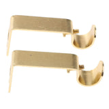 Max Set of 2Pcs Adjustable Metal Curtain Pole Rod Wall Bracket Hook Holder Golden