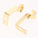 Max Set of 2Pcs Adjustable Metal Curtain Pole Rod Wall Bracket Hook Holder Golden