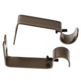 Max Set of 2Pcs Adjustable Metal Curtain Pole Rod Wall Bracket Hook Holder Brown