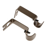 Max Set of 2Pcs Adjustable Metal Curtain Pole Rod Wall Bracket Hook Holder Brown
