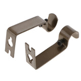 Max Set of 2Pcs Adjustable Metal Curtain Pole Rod Wall Bracket Hook Holder Brown