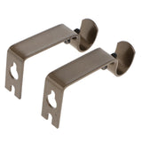 Max Set of 2Pcs Adjustable Metal Curtain Pole Rod Wall Bracket Hook Holder Brown