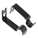 Max Set of 2Pcs Adjustable Metal Curtain Pole Rod Wall Bracket Hook Holder Black