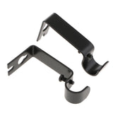 Max Set of 2Pcs Adjustable Metal Curtain Pole Rod Wall Bracket Hook Holder Black