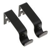 Max Set of 2Pcs Adjustable Metal Curtain Pole Rod Wall Bracket Hook Holder Black