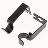 Max Set of 2Pcs Adjustable Metal Curtain Pole Rod Wall Bracket Hook Holder Black