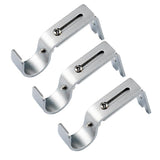 Max Set of 3Pcs Adjustable Metal Curtain Pole Rod Wall Bracket Hook Holder Silver