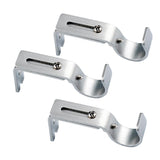 Max Set of 3Pcs Adjustable Metal Curtain Pole Rod Wall Bracket Hook Holder Silver