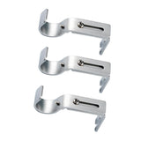 Max Set of 3Pcs Adjustable Metal Curtain Pole Rod Wall Bracket Hook Holder Silver