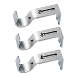 Max Set of 3Pcs Adjustable Metal Curtain Pole Rod Wall Bracket Hook Holder Silver