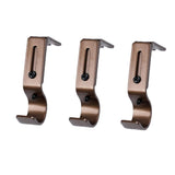 Max Set of 3Pcs Adjustable Metal Curtain Pole Rod Wall Bracket Hook Holder Brown