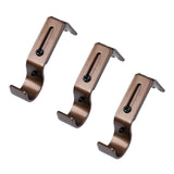 Max Set of 3Pcs Adjustable Metal Curtain Pole Rod Wall Bracket Hook Holder Brown