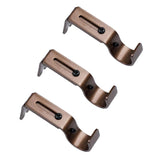 Max Set of 3Pcs Adjustable Metal Curtain Pole Rod Wall Bracket Hook Holder Brown