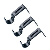 Max Set of 3Pcs Adjustable Metal Curtain Pole Rod Wall Bracket Hook Holder Black