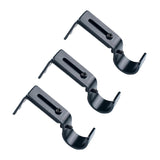 Max Set of 3Pcs Adjustable Metal Curtain Pole Rod Wall Bracket Hook Holder Black