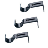 Max Set of 3Pcs Adjustable Metal Curtain Pole Rod Wall Bracket Hook Holder Black