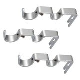 Max Set of 3Pcs Adjustable Metal Curtain Pole Rod Wall Bracket Holder Silver