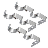 Max Set of 3Pcs Adjustable Metal Curtain Pole Rod Wall Bracket Holder Silver