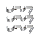 Max Set of 3Pcs Adjustable Metal Curtain Pole Rod Wall Bracket Holder Silver
