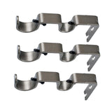Max Set of 3Pcs Adjustable Metal Curtain Pole Rod Wall Bracket Holder Gray