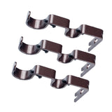 Max Set of 3Pcs Adjustable Metal Curtain Pole Rod Wall Bracket Holder Brown