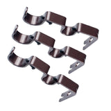 Max Set of 3Pcs Adjustable Metal Curtain Pole Rod Wall Bracket Holder Brown