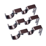 Max Set of 3Pcs Adjustable Metal Curtain Pole Rod Wall Bracket Holder Brown