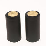 100 PVC Wine Bottle Heat Shrink Capsules 34mm -Black(Gold Top)