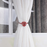 Max ABS Rose Magnetic Curtain Panel Buckles Voile Tiebacks Holdbacks Burgundy