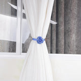 Max ABS Rose Magnetic Curtain Panel Buckles Voile Tiebacks Holdbacks Blue