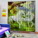 Max 2 Panel Set Digital Printing Curtains 3D Animals Unicorns-85x200cm
