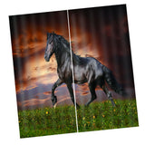 Max 2 Panel Set Digital Printing Curtains 3D Animals Horse-85x200cm