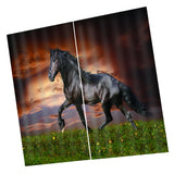Max 2 Panel Set Digital Printing Curtains 3D Animals Horse-85x200cm