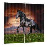 Max 2 Panel Set Digital Printing Curtains 3D Animals Horse-85x200cm