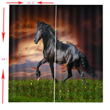 Max 2 Panel Set Digital Printing Curtains 3D Animals Horse-85x200cm