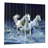 Max 2 Panel Set Digital Printing Curtains 3D Animals Three Horses-75x166cm